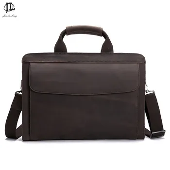 

Retro crazy horse Genuine Leather Bag Business Laptop Bag Briefcase Men Leather Crossbody bag Shoulder Messenger Men tote bag
