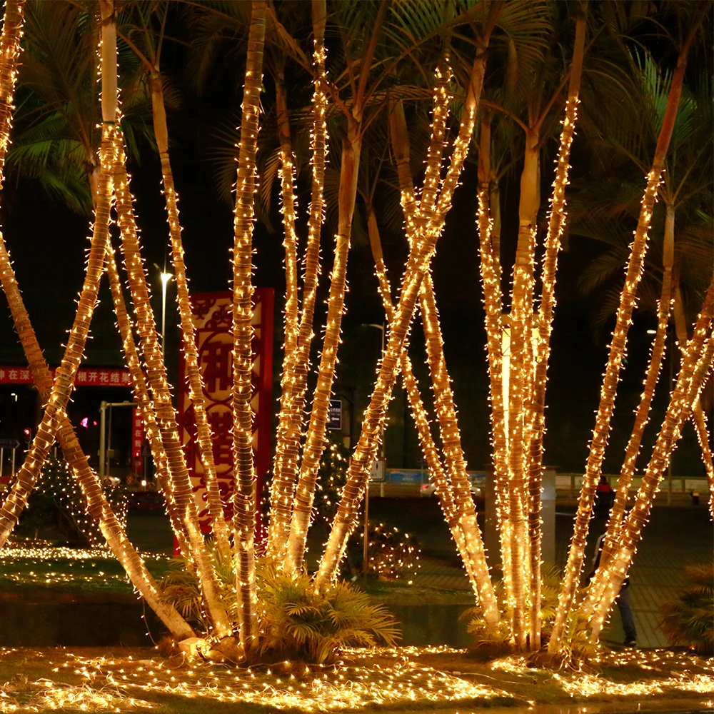 Kopen FS LED String Light Twinkle Fairy Verlichting Outdoor Waterdichte 20M200L 100M600L Kerst Krans Bruiloft Boom Vakantie Decoratie