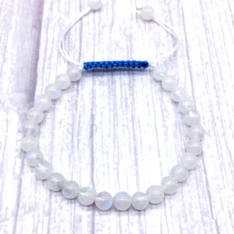 

6 mm AA Moonstone Bracelet Hand Made For Women Men Or Girls Good Gift 18.5 cm