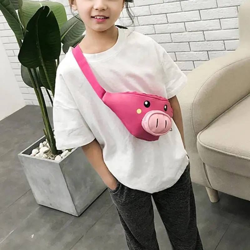 Новинка 2019 года; модная детская сумка-мешок со свиньей, с мультяшным принтом; пояс на талии; пояс для денег; Милая Детская сумка-корсбоди