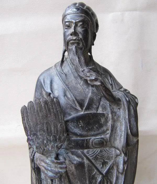 

10 Chinese Bronze Copper Three Kingdoms militarist Zhu ge Liang Kong Ming Statue