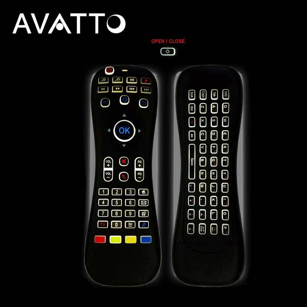 

[AVATTO] MK3 Backlit Micphone Air Mouse 2.4G Wireless IR Learning Voice Remote Control mini Keyboard For Smart tv/Android Box/PC