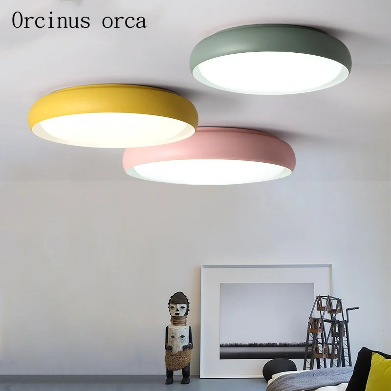 

Nordic modern minimalist LED candy color ceiling lamp living room children's room lamp post-modern coloured iron ceiling lamp