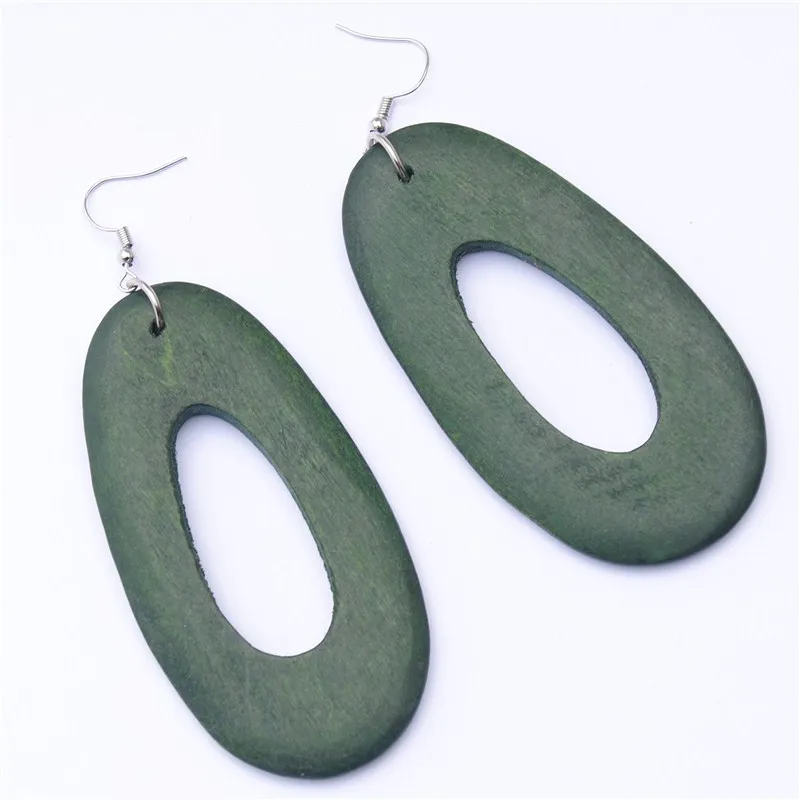 

1pair Colour Wooden Earrings Round Wood Earrings Folk Style Retro Diy Accessories For Women brincos
