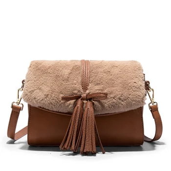 

2018 Women Lady Fashion Crossbody Bags Fashion Women Vintage Shoulder Bag New Design Tassel Cute Hairy Pu Leather Dual Use