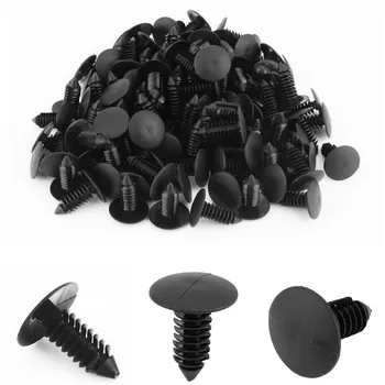 

100 pcs/lot 8mm hole Universal Black Cars Lined Cover Barbs Christmas Tree Rivet Fasteners Auto Fasteners For Cars