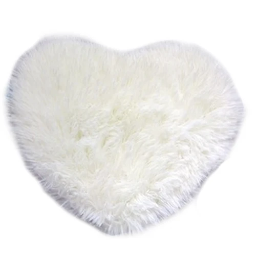 

Fashion Modern Decorative Shaggy Heart Soft Faux Fur Rug Sheepskin Bedroom Kid Girls Mat white