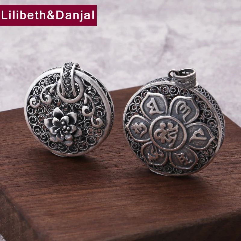 

Buddha Pendant 100% 925 Sterling Silver Jewelry Men Women Mantra Hollow Flower Necklace Pendant 2018 Jewelry Christmas Gift P104