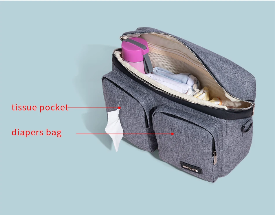  SUNVENO Diaper Bag For Baby Stuff Nappy Bag Stroller Organizer Baby Bag Mom Travel Hanging Carriage