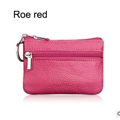 Натуральная кожа кошелек для монет женский две сумки для монет на молнии детский карман для хранения женские кошельки сумка для ключей FN212 - Цвет: Rose red