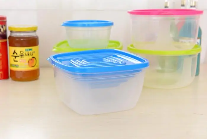 5 шт./компл. Универсальный прозрачный герметичный контейнер Набор пластиковый влагозащитный квадратный для еды, коробка для хранения кухонные контейнеры GYH