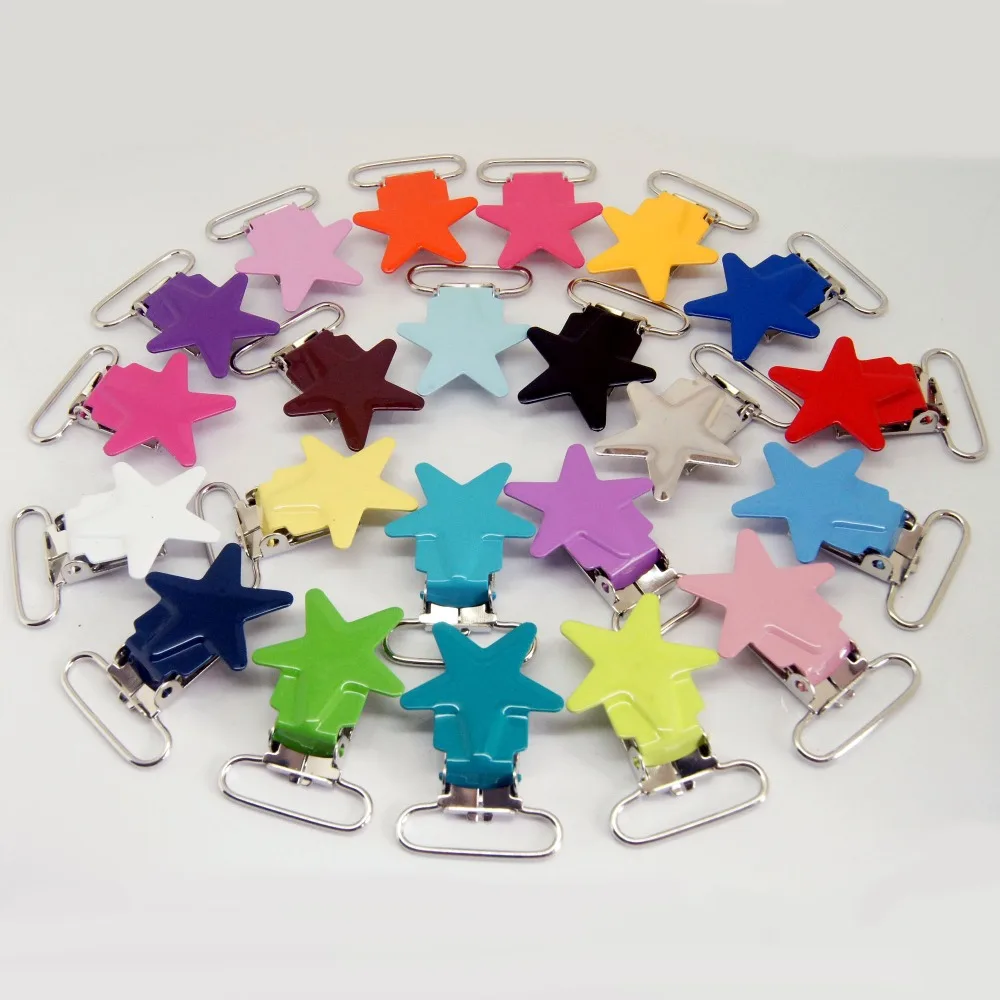 

metal suspender clips 100pcs star pacifier clips mixed colors pacifier clips holder clip for baby
