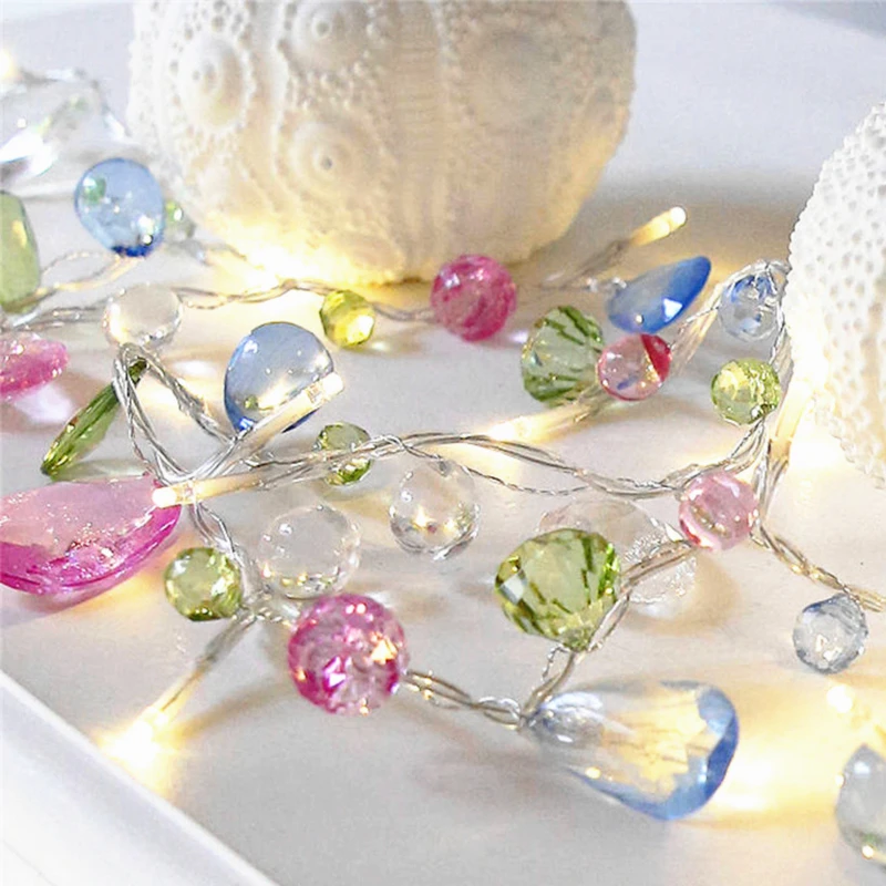 1.5M 10LED Fairy Crystal Bead String Light Christmas Tree Garland Battery Decorative Holiday Wedding Party Home Decoration Led 1.5M 10LED Fairy Crystal Bead String Light Christmas Tree Garland Battery Decorative Holiday Wedding Party Home Decoration Led
