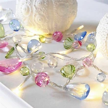 1.5M 10LED Fairy Crystal Bead String Light Christmas Tree Garland Battery Decorative Holiday Wedding Party Home Decoration Led 1.5M 10LED Fairy Crystal Bead String Light Christmas Tree Garland Battery Decorative Holiday Wedding Party Home Decoration Led