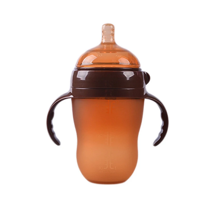 Baby Bottle Nano Silver Silicone Wide Caliber With Handle Straw Baby Feeding Bottle Maternal And Child Supplies Food Feeder Tool