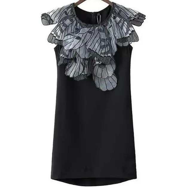 

Summer new stereoscopic Butterfly wing pattern round neck sleeveless dress cotton dress