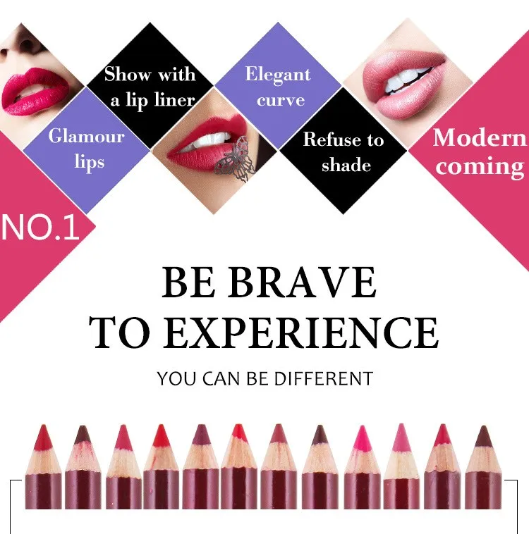 1 шт. модный бренд разноцветный Водонепроницаемый Контур для губ Для женщин Красота Макияж Инструменты карандаш для губ