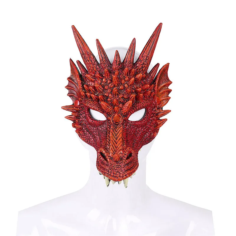

Mardi Gras PU Foamed 3D Animal Chinese Dragon Mask New Year Decoration Carnival Party Animal Dragon Cosplay Face Mask Dinosaur