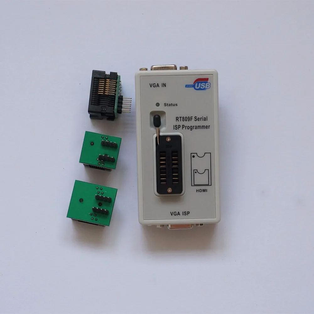 RT809F USB Инструменты для ремонта ПК программист+ 7 адаптеров+ SOP16 SOP20 IC зажим считыватель lcd ЖК-дисплей BIOS ISP/USB/VGA