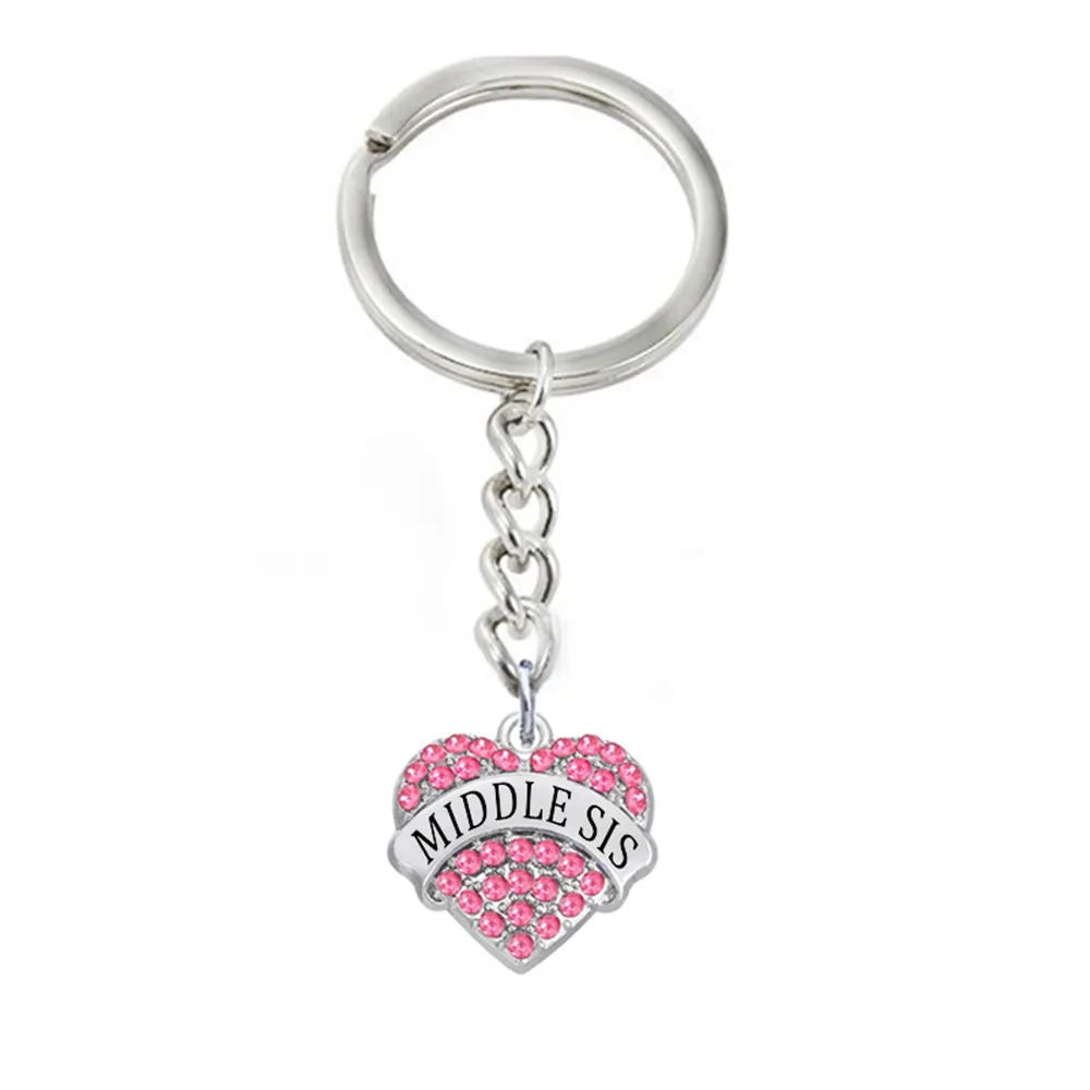 DOUBLE NOSE Fashion Sister Gift Jewellery Heart Crystal Charm Middle Sis Keychains For Girl | Украшения и аксессуары