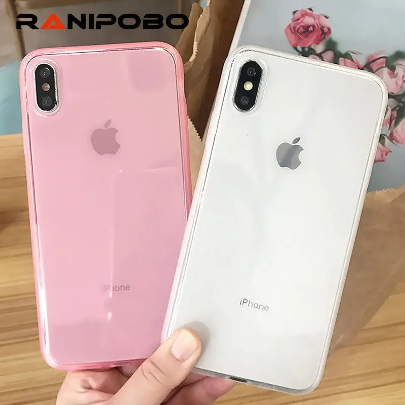 

Transparent Colorful Anti-shock Frame Soft Phone Case For iPhone X XS XR XS Max 8 7 6 6S Plus Clear TPU Protection Back Cover