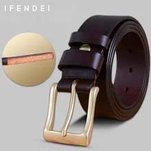 IFENDEI herren Gürtel Luxus Echtem Leder Erste Schicht Gürtel taille Beiläufige Messing Pin Schnalle Wilde Gürtel Männer Jeans Anzug zubehör