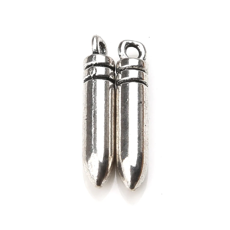 10pc-lot-22mm-x-4mm-Bullet-Charms-Antique-Silver-Tone-charms-for-jewelry-making-diy-necklace