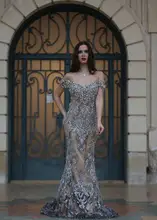 2016 Toptan Luscious Kristal Abiye Spark Gümüş Sequins Boncuk Pageant Elbise Kapalı Omuz Seksi Aç Geri 2017