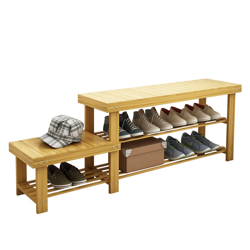 Mutlifunctional Bamboo Shoe Rack Can Sit Door Long Change Shoe