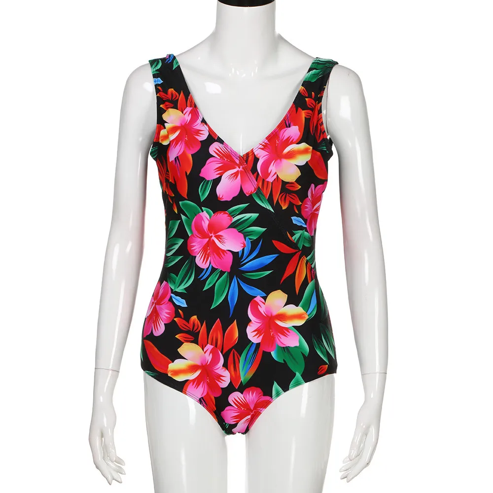 high waist bikini plus size bikinis 2018 mujer talla grande Large size flower print one-piece swimsuit suit bikini #YL
