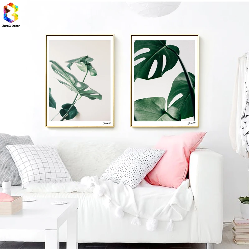 

Tropical Fresh Leaf Portrait Posters and Prints Wall Art Canvas Painting Pictures For Living Room Nordic Monstera Home Decor