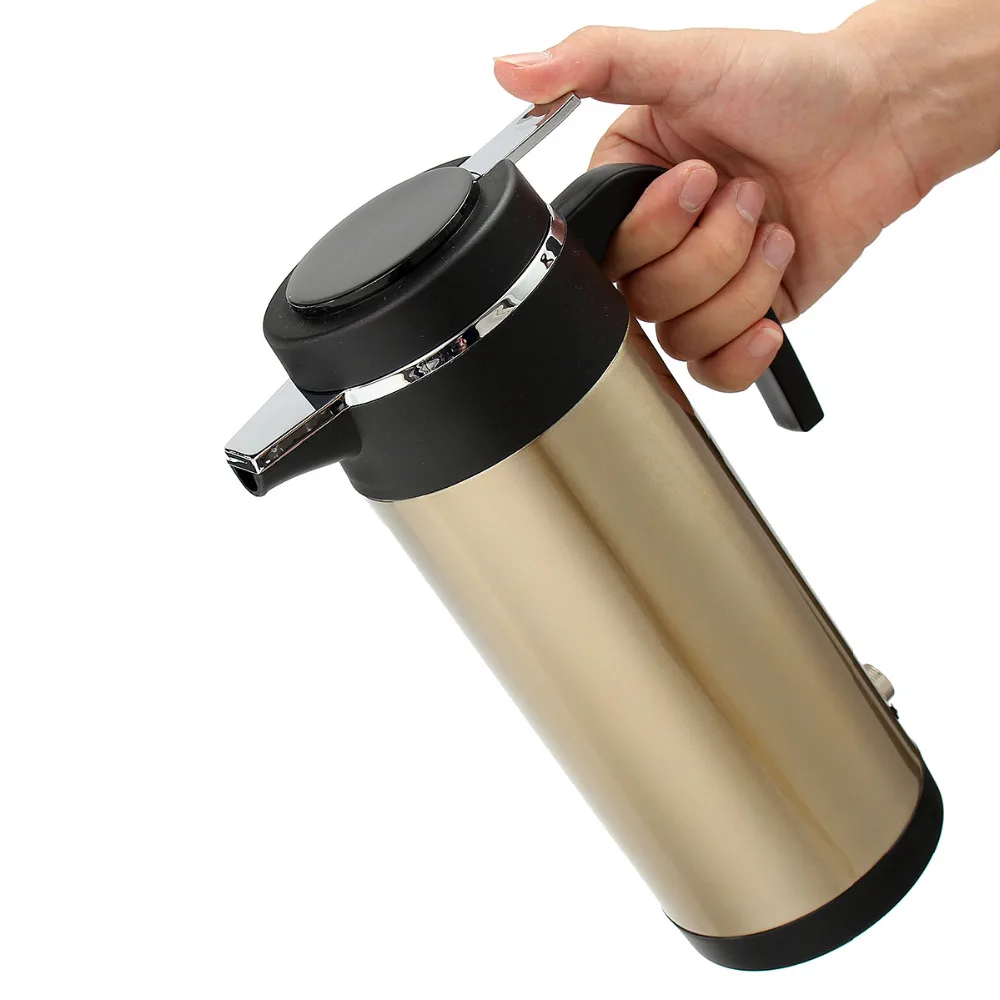 

12V Stainless Steel Car Kettle Bottle 1200ml Adapter Electric Heated Mug Water Kettle Bottle