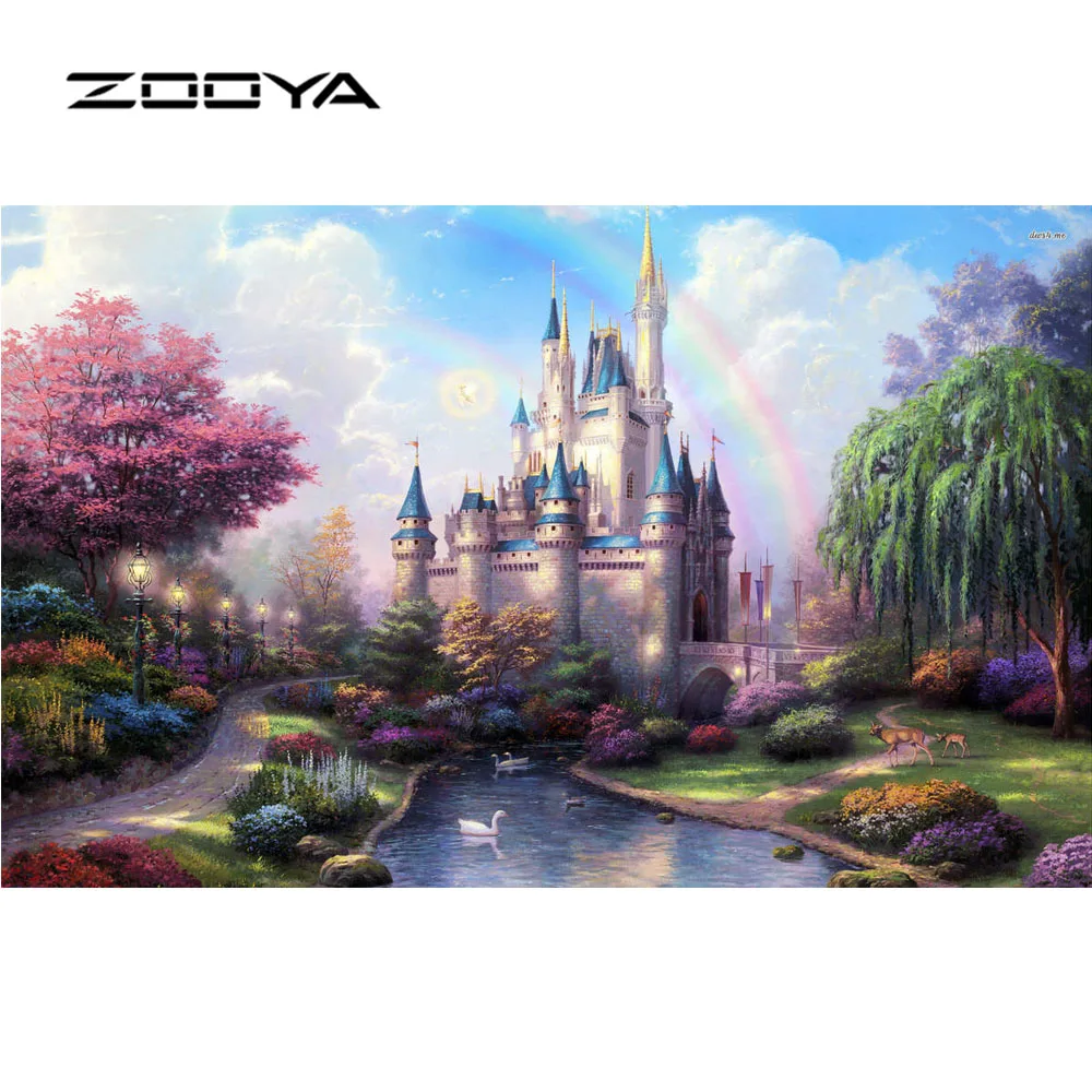 ZOOYA 5D DIY Diamond Painting Beautiful Landscape Castle Scenery Cross Stitch Embroidery Colored Mosaic Needlework RF073 | Дом и сад