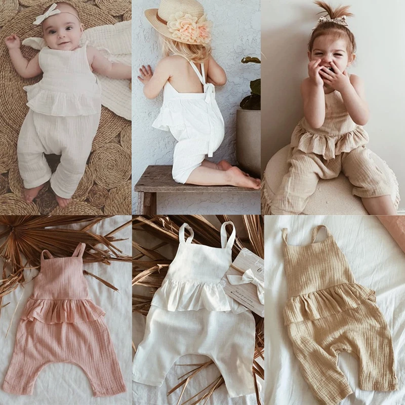 Pudcoco الوليد فتيات صغيرات يتدربن على المشي الصيف عارية الذراعين حزام الكشكشة رومبير بذلة Playsuit القطن عارضة طفلة الملابس 0-3Y