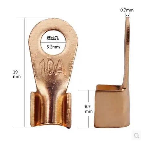10 шт. OT-10A 5,2 мм Диаметр красный Медь круговой сращивания обжимной клеммы провода голый разъем для 1,5-4 квадратных кабель