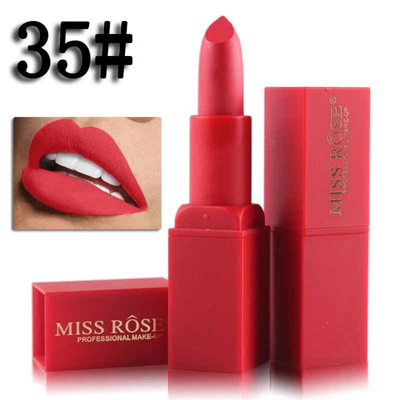 MISS ROSE, 12 цветов, тыква, матовая губная помада, витамины для губ, водостойкая губная помада, матовый блеск для губ, женская косметика - Цвет: 35