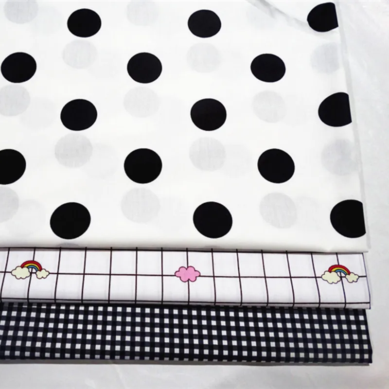 

fabric Printed Cotton Twill in sewing DIY Hand-made Use for Baby Sheet &quilt pillow Slipcover, chair cover Printed Dot & Grid