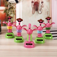 Мультфильм Солнечная энергия Фламинго качающаяся голова фигурка приборной панели автомобиля украшения Настольная кукла игрушка авто стиль подарок украшение случайный цвет