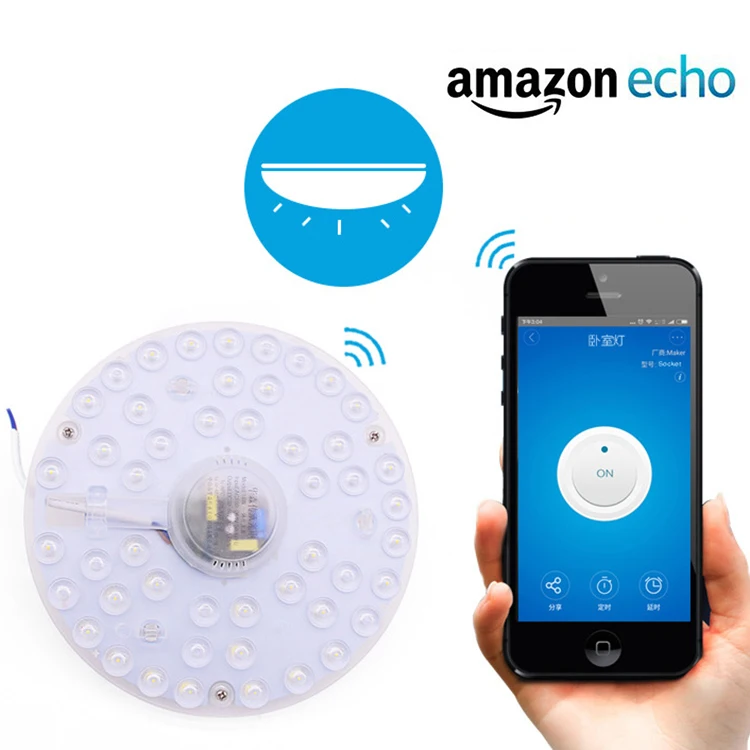 18W Phone APP WiFi White Light Undimmable Round LED Smart Panel Ceiling