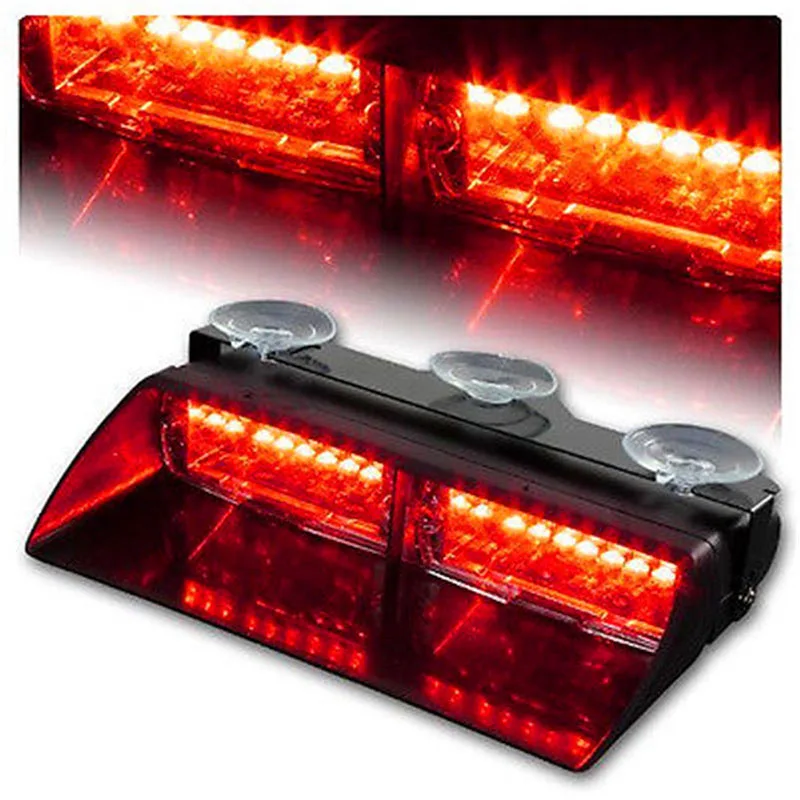 Car Red 16 Led Dash Strobe Flash Light Lampada Di Avvertimento Della Polizia Di Emergenza 18 Modalità Lampeggianti