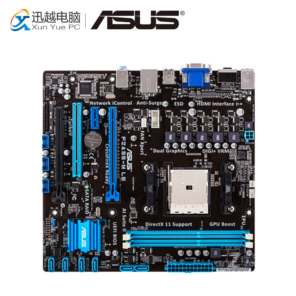 

Asus F2A55-M LE Desktop Motherboard A55 Socket FM2 Support APU 760K DDR3 64G SATA2 USB2.0 VGA DVI HDMI uATX