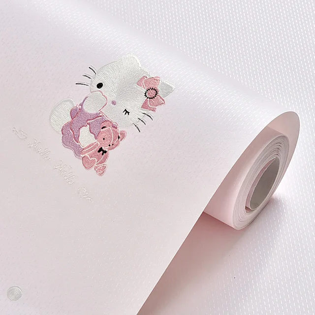 Lovely Hello Kitty Cat Wallpaper Kids Rooms Wall Decor 3d Cute