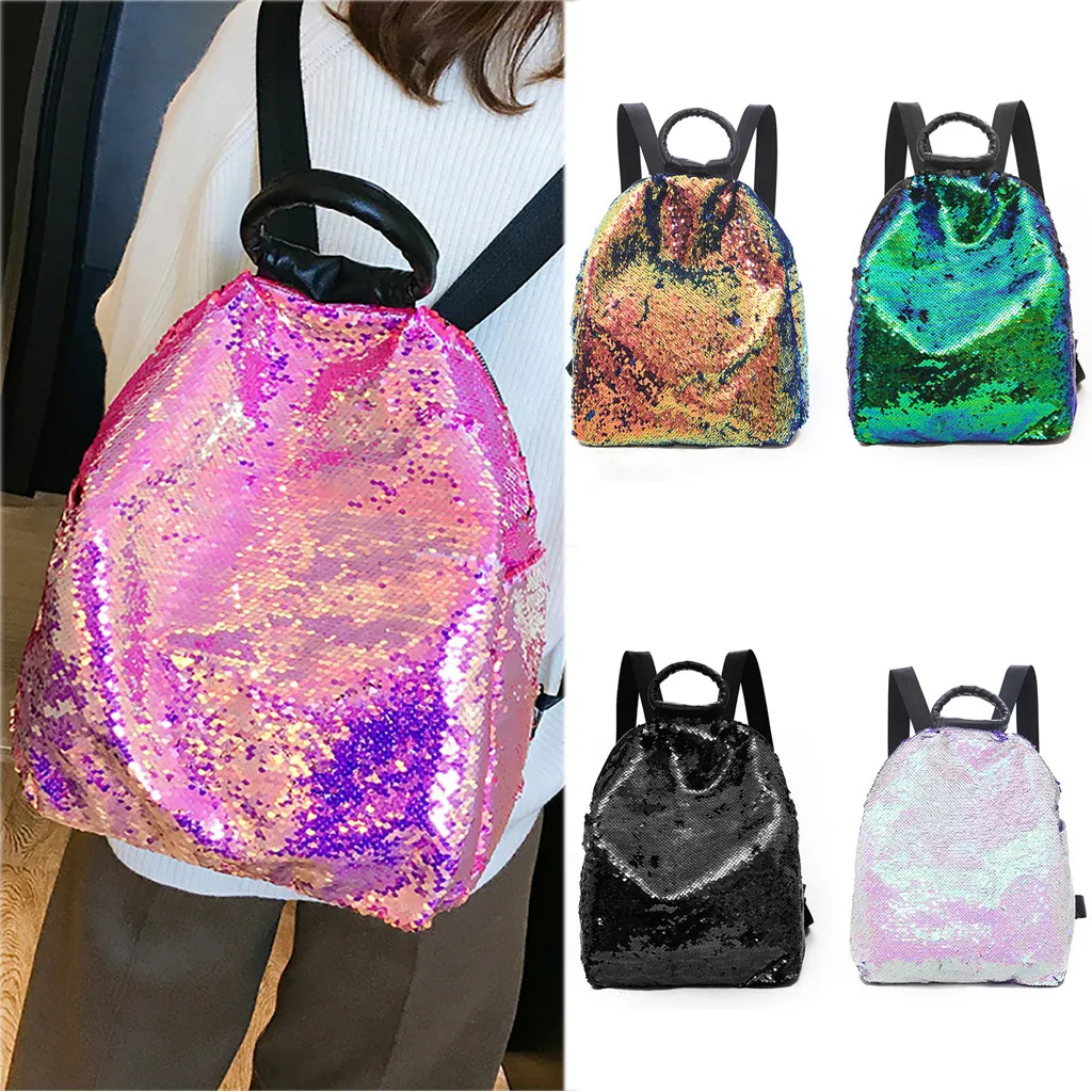 

Glitter Women Sequins Backpack Teenage Girls Travel Large Capacity Backpacks Bags Bling Rucksack Children School Bags Bagpacks