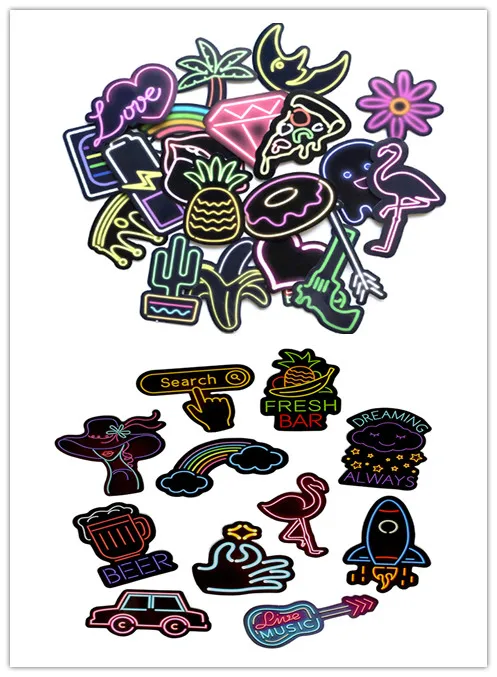 

21/50PCS Neon Light Sticker Cute Anime Icon Decals Stickers Gifts For Kids To Suitcase Guitar Laptop Fridge Bicycle Car Decor