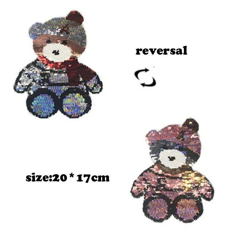 Сова заплатка "медведь" Реверсивные блестки пришить патчи для детской одежды DIY пальто свитер вышитые блестки патч аппликация - Цвет: 2