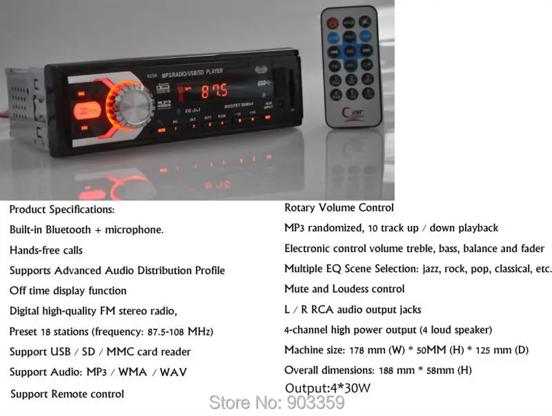 Авторадио 12 в Bluetooth автомобильное радио MP3 плеер аудио стерео карта SD MMC USB fm-радио Aux-in пульт дистанционного управления радио-Кассетный проигрыватель