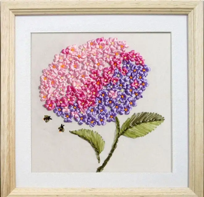

Needlework,DIY Ribbon Cross stitch Sets for Embroidery kit,Pincushion flower love ribbon Cross-Stitch handwork wall home decor