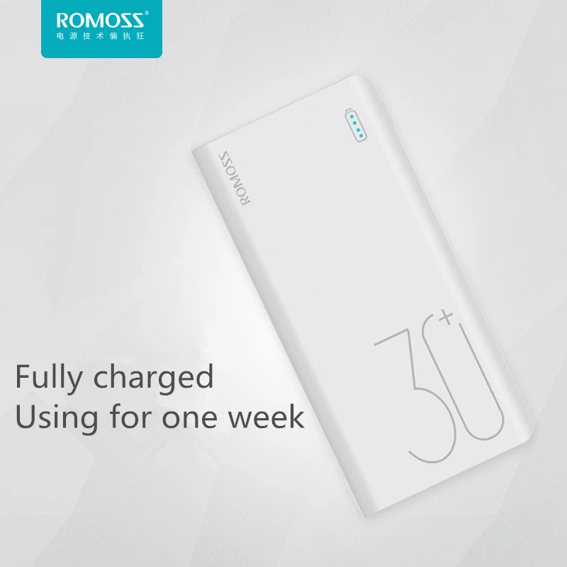 ROMOSS Sense8+ power Bank 30000 мАч Внешняя батарея резервного питания Поддержка Lightning type-c QC3.0 Быстрая зарядка для Android iPhone