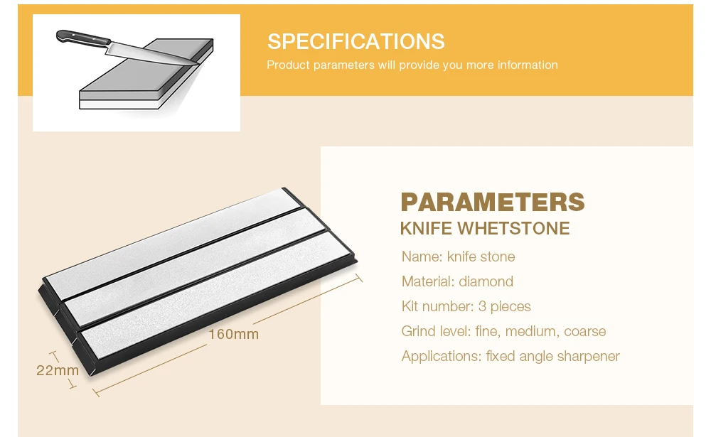 RUIXINPRO 3pcs Fixed Angle Diamond Sharpener Knife Whetstone