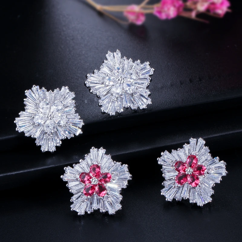 CWWZircons корейский модный бренд ювелирные изделия Розовый Красный фианит кристалл